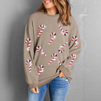 New Christmas Womens Top Relaxed, Casual Long-sleeve Design With A Printed Pattern