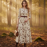V-neck Spring Long-sleeve Womens Dress Fashionable