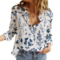 Women's 3D Digital Printing Lapel Collar Long-sleeved Shirt