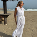 New Lapel-Neckline Zipper Sleeveless Vest Dress Set