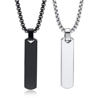 Stainless Steel Polished 3D Bar Mens Simple Stylish Titanium Steel Necklace