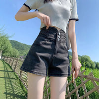 Womens Retro Ultra-High-Waist Denim Shorts