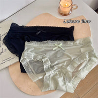 Cream Girl Japanese Quick-drying Ice Silk Underwear Thin Lace Edge