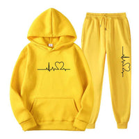 Men's And Women's Fleece-lined Sweater Suit Autumn And Winter Heart Figure Hoodie