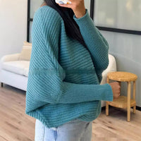 Round Neck Pullover Long Sleeve Batwing Shirt Fashionable Knitted Women's Sweater