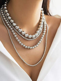 Exaggerated Cyber-style Multi-layered Bead Stackable Necklace