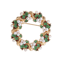 Diamond-encrusted Christmas Wreath Brooch For Clothing