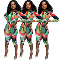 European And American Women's New Fashion Print Jumpsuit