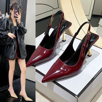 Fairy-style Stiletto-heel Pointed-toe Open-back Closed-toe Sandals