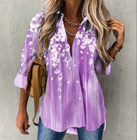 Floral Print Plus-size Long-sleeve Shirt