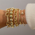 Multi-layer Aluminum And Iron Metal Bracelet Set