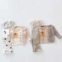 Printed Top High Waist Leggings Knit Cardigan Jacket Three Piece