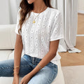 Womens Stretch Jacquard Knitted Short-Sleeve Top