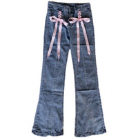 Women's High Waist Fashion Lace-up Slim Straight Jeans