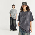 Men's Washed Affixed Cloth Embroidered T-shirt Loose