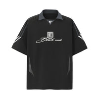 Lapel Sweatshirt Locomotive Style V-neck Patchwork Short-sleeved T-shirt For Men And Women