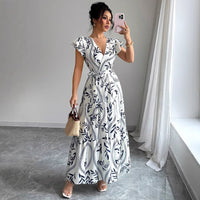 A-line Dress With Lace-up Details And Short Sleeves