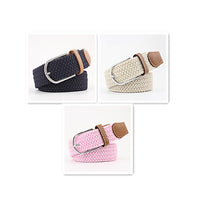 Women's Canvas Belt Student Pants Casual Stretch Braided Needle Buckle