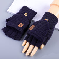 Men's Half Finger Gloves Winter Knitted Wool Fingerless