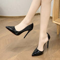 Womens Niche Designer-style Patent Leather Black Stilettos
