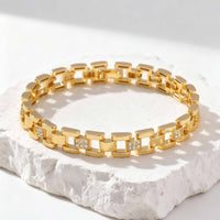 Copper Material Light Luxury Zircon-inlaid Watch Strap Bracelet Gold Color