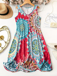 Women's Fashion Printed V-neck Sleeveless Dress