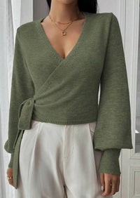Autumn And Winter Irregular Lace-up Elegant Wool Short Clothes Top