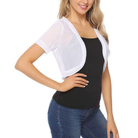 Solid Color Fashion Shorts Tulle Women's Shawl Top