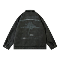 Men's Cross Print Loose Leather Jacket
