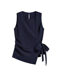 Women's Lace-up Sleeveless Shirt Irregular Cinched Top