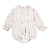 Long-sleeved Children's Pajamas Plain Linen Romper