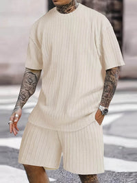 Men's Casual Short-sleeved Shorts Knitting Suit
