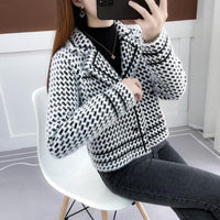 Women's Square Collar Cardigan Woolen Coat Autumn And Winter Korean Style