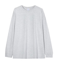 Solid-color Heavyweight Pure Cotton Crew-neck Long-sleeve T-shirt For Women