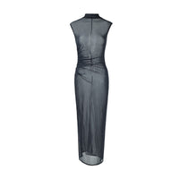 Sexy Womens Bodycon Sheer Mesh Dress With Slit