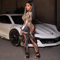 Personalized Snake-Print Bodycon Sexy Jumpsuit And Pants Set