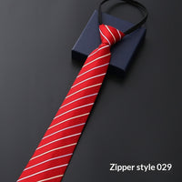 Mens Business Formal Zipper Tie With Blue Stripes