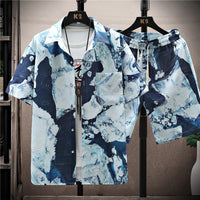 Fashion Men's Short Sleeve Printed Shirt Suit