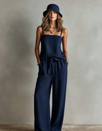 Suspender Wide-Leg Pants Set Womens Casual Two-Piece Set