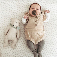 Solid Color Lace Button Triangle Romper