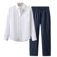 Lightweight Casual Solid-color Pure Linen Set
