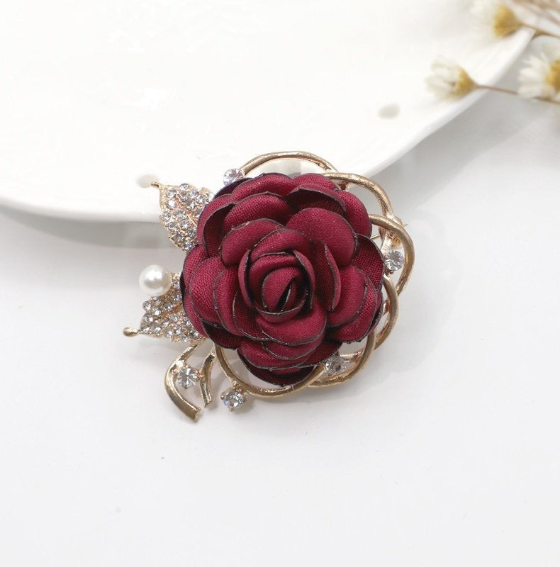 Fabric Roses Flower Brooch Fashion