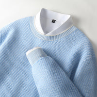 New Round Neck Woolen Sweater Men's Knitted Sweater Casual Fashion Long Sleeve Base