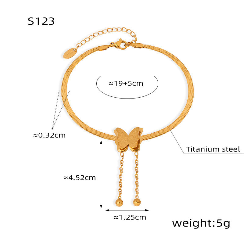 Light Luxury Beach Foot Ornaments Simple Titanium Steel Butterfly Anklet