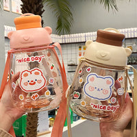 Rabbit Series Straw Children Student Cute Strap Water Bottle