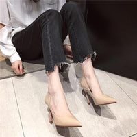 Womens Versatile Pointed-Toe Shallow-Pump Patent Leather High Heels
