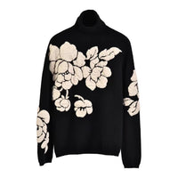 Three-dimensional Flower Jacquard Turtleneck Retro Loose Knitted Sweater