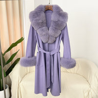 Double-sided Water Ripple Woolen Coat For Women