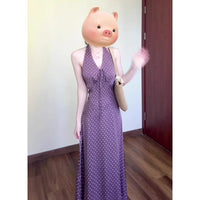 Retro Polka Dot Halter Dress Women