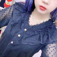 Lace-collared Blouse Chiffon Lace Loose Bottoming Slimming Shirt